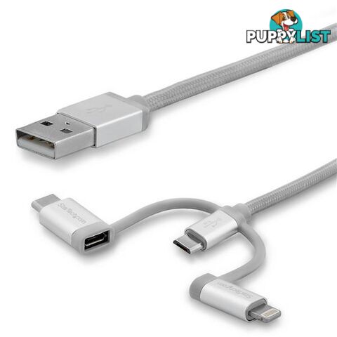 Startech LTCUB2MGR Cable USB Micro-USB USB-C Lightning 2m - StarTech - 065030880701 - LTCUB2MGR