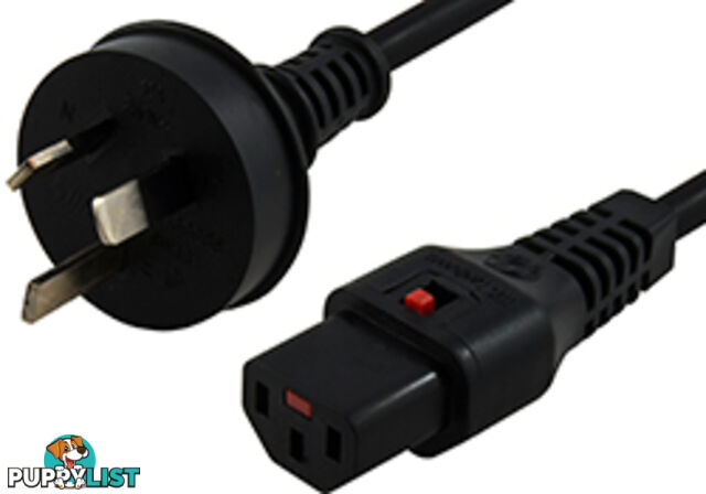 IEC Lock IECL-3P-005 50cm IEC LOCK Power Cable 3 Pin AU Plug to IEC-C13(F) Black - IEC Lock - IECL-3P-005