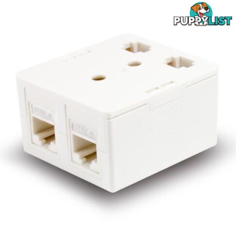 Alogic SEC6-DSM 2 Way CAT6 Surface Mount Box - White - Series Alpha - Alogic - 9350784010629 - SEC6-DSM