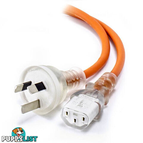 Alogic MF-AUS3PC13-03-MC 3m Medical Power Cable Aus 3 Pin Mains Plug (Male) to IEC C13 (Female) Orange - Alogic - 9350784007865 - MF-AUS3PC13-03-MC