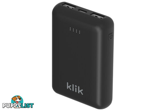 Klik KPB100BK 10000mAh Dual Port Power Bank Charger - Black - Klik - 9332902020185 - KPB100BK