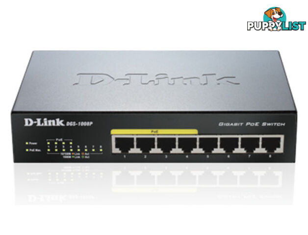 D-Link DGS-1008P 8 Port Gigabit Unmanaged Switch with 4xPoE - D-Link - 790069344213 - DGS-1008P