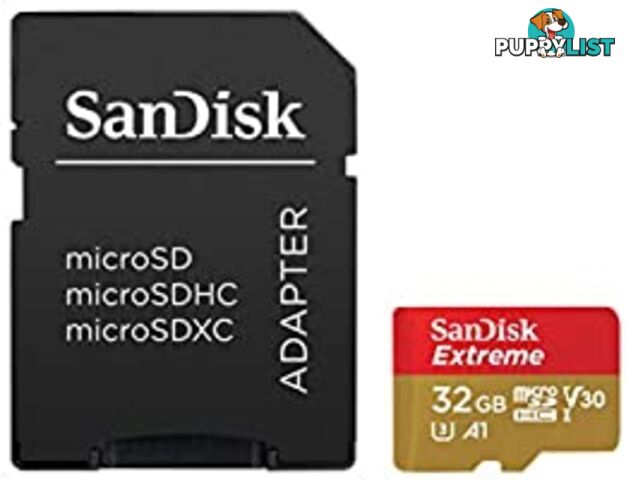 Sandisk SDSQXAF-032G-GN6AA Extreme microSDHC SQXAF 32GB V30 U3 C10 A1 UHS1 100MB/s R 60MB/s W SD adaptor - Sandisk - 0619659155100 - SDSQXAF-032G-GN6AA