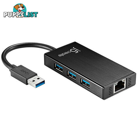 J5create JUH470 USB 3.0 to RJ-45 Gigabit Ethernet & 3-Port HUB - J5Create - 4712795080421 - JUH470