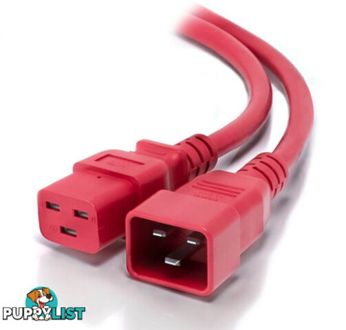 Alogic MF-C19C20-02-RD 2m IEC C19 to IEC C20 Power Extension Male to Female Cable Red - Alogic - 9350784007032 - MF-C19C20-02-RD