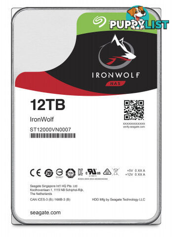 Seagate ST12000VN0008 12TB IronWolf NAS 3.5" SATA DRIVE - Seagate - 8719706004350 - ST12000VN0008