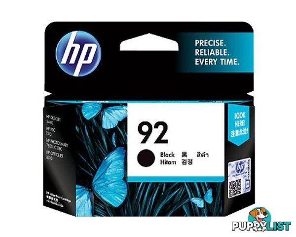 HP No.92 Black C9362WA Ink Cartridge 5440/1510/1508/c3180/7830 - HP - 883585364411 - C9362WA