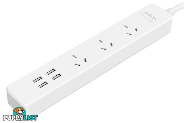 Orico OSC-3A4U Surge Protector 3 AC Outlet Power Strip 4 USB 20W Smart Charging Port - Orico - 6954301147244 - OSC-3A4U