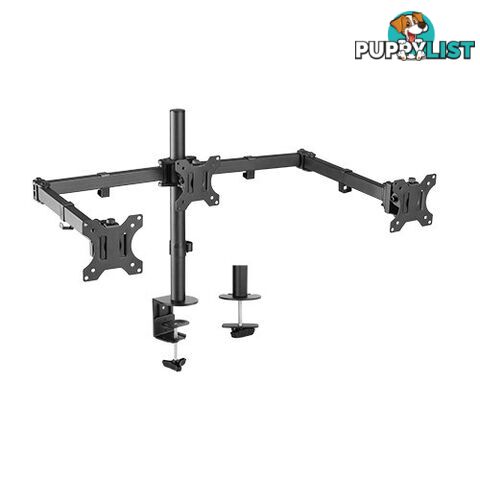 Brateck LDT12-C034N Triple Screens Economical Double Joint Articulating Steel Monitor Arms For 13"-27" Up to 7kg. - Brateck - 6956745159968 - LDT12-C034N