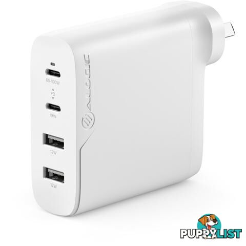 Alogic WCG4X100-ANZ Rapid Power 4 Port 100w Compact Wall Charger USB-C + USB A with USB+C Charging Cable - Alogic - 9350784022561 - WCG4X100-ANZ