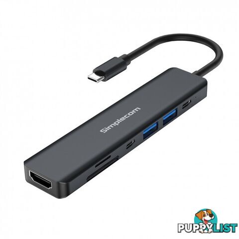 Simplecom CH570 USB-C 7-in-1 Multiport Adapter Hub USB 3.0 HDMI 4K SD Card Reader - Simplecom - 9350414002376 - CH570