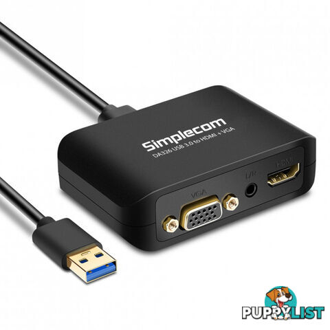 Simplecom DA326 USB 3.0 to HDMI + VGA Video Adapter with 3.5mm Audio Full HD 1080p - Simplecom - 9350414002062 - DA326