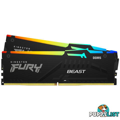 Kingston KF556C40BBAK2-32 FURY Beast RGB 32GB (2 x 16GB) DDR5 5600MHz CL40 DIMM Memory - Kingston - 740617328493 - KF556C40BBAK2-32