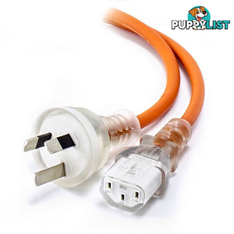 Alogic MF-AUS3PC13-02-MC 2m Medical Power Cable Aus 3 Pin Mains Plug (Male) to IEC C13 (Female) Orange - Alogic - 9319800664444 - MF-AUS3PC13-02-MC