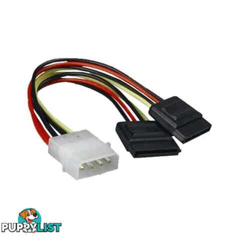 Molex Male to 2 * SATA Power Female Cable - Generic - 091324261260