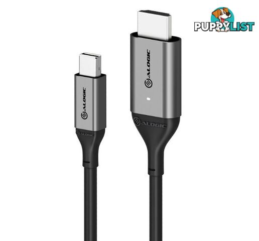 Alogic ULMDPHD02-SGR Ultra Mini DisplayPort 1.4 to HDMI 2.0 Cable 4K 60Hz - ACTIVE - 2m Space Grey - Alogic - 9350784017475 - ULMDPHD02-SGR