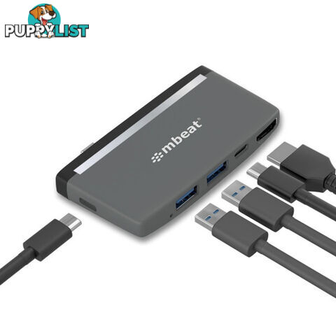 MBEAT MB-UCH-59GRY Essential Pro  5-IN-1 USB C Hub - mBeat - 9346396002336 - MB-UCH-59GRY