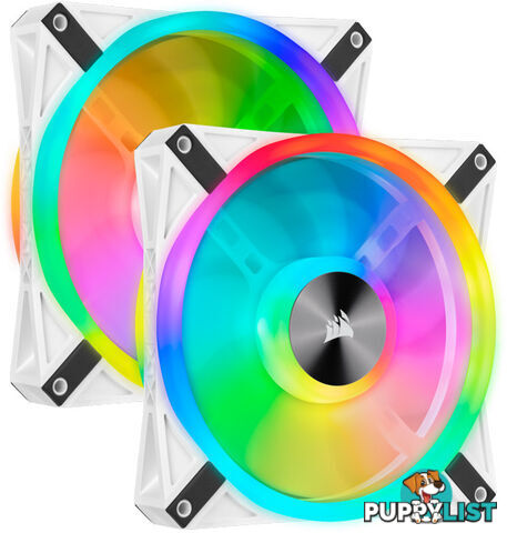 Corsair CO-9050106-WW WHITE QL140 RGB, 140mm RGB LED Fan, Dual Pack with Lighting Node CORE - Corsair - 0840006619529 - CO-9050106-WW