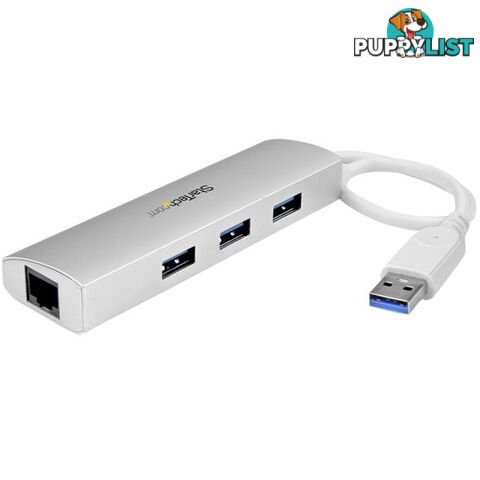 StarTech ST3300G3UA 3 Port Portable USB 3.0 Hub plus GbE - StarTech - 065030862554 - ST3300G3UA