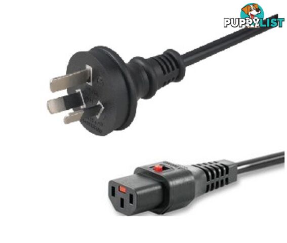 Alogic IECL-BK133P-02 IEC LOCK 2m IEC C13 to Aus 3 Pin Plug Power Cord - Male to Female - Alogic - 9350784000644 - IECL-BK133P-02