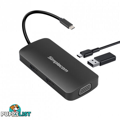 Simplecom DA450 5-in-1 USB-C Multiport Adapter MST Hub with VGA and Dual HDMI - Simplecom - 9350414002178 - DA450