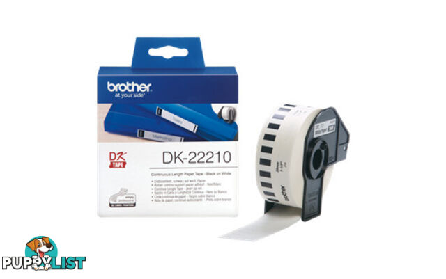 Brother DK22210 WHITE CONTINUOUS PAPER ROLL 29mm*30.48m - Brother - 4977766628181 - DK22210