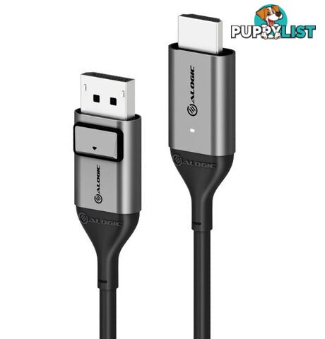 Alogic ULDPHD02-SGR Ultra DisplayPort to HDMI Cable Male to Male 02m 4K@60Hz - ACTIVE - Space Grey - Alogic - 9350784019578 - ULDPHD02-SGR