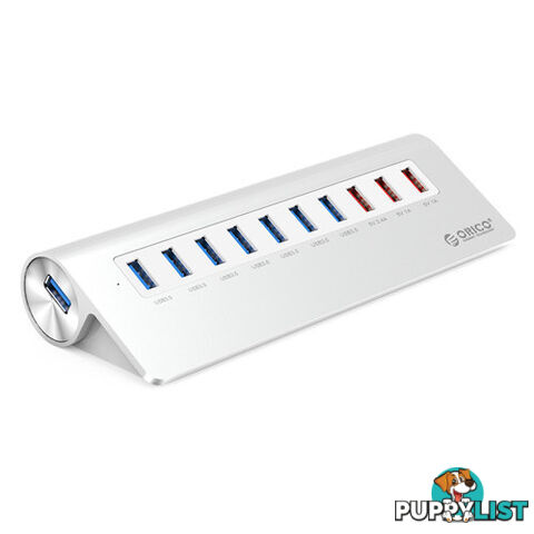 Orico M3H73P-V1-AU-SV Silver Aluminium 7 Port USB3 Powered Hub With Charging - Orico - 6954301140788 - M3H73P-V1-AU-SV