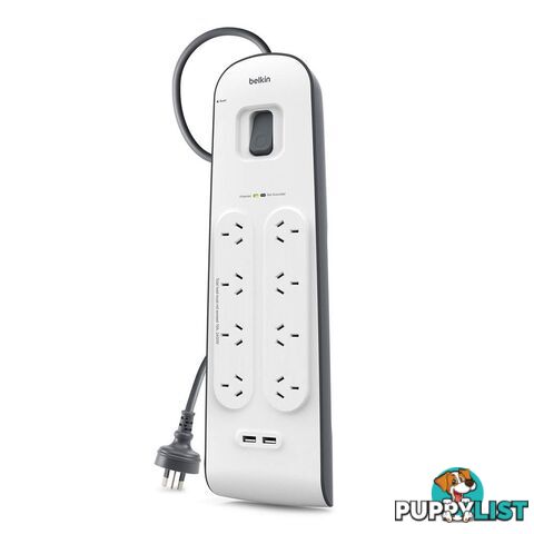 Belkin BSV804AU2M 8 Outlet with 2M Cord with 2 USB Ports - Belkin - 745883651054 - BSV804AU2M