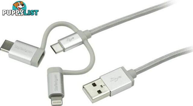 StarTech LTCUB1MGR 1m Lightning USB-C Micro-B to USB Cable - StarTech - 065030868365 - LTCUB1MGR