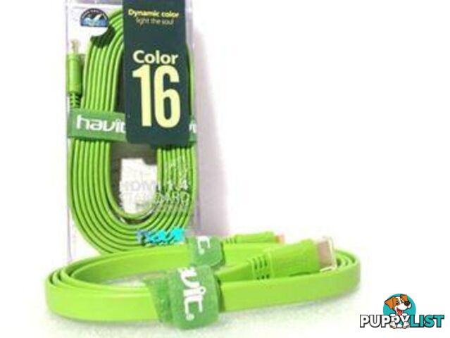 Flat HDMI 5M High Speed Cable Green Color 5MHDMIGR - Generic - 6940592209235 - 5MHDMIGR