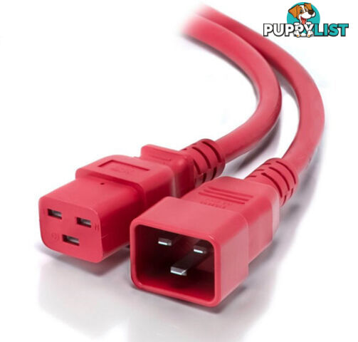 Alogic MF-C19C20-0.5-RD 0.5m IEC C19 to IEC C20 Power Extension Cable Male to Female Cable Red - Alogic - 9350784007582 - MF-C19C20-0.5-RD