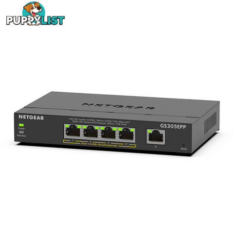 Netgear GS305EPP-100AUS SOHO 5-port High-Power PoE+ Gigabit Smart Managed Plus Switch - Netgear - 606449153187 - GS305EPP-100AUS