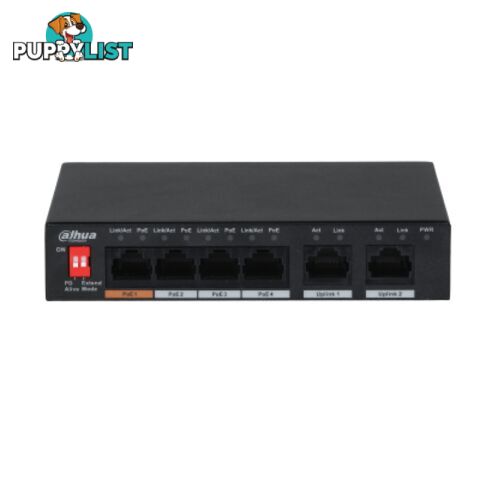 Dahua DH-PFS3006-4ET-60-V2 6-Port Ethernet Unmanaged Desktop Switch with 4-Port PoE Ports - Dahua - 6923172500717 - DH-PFS3006-4ET-60-V2