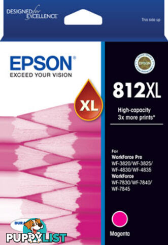 EPSON C13T05E392 812XL - High Capacity Capacity DURABrite Magenta Ink Cartridge - Epson - 9314020631832 - C13T05E392