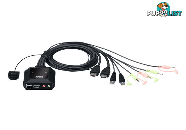 Aten CS22H-AT 2 Port USB 4K @60Hz HDMI Cable KVM Switch with Remote Port Selector - Aten - 4710469340468 - CS22H-AT