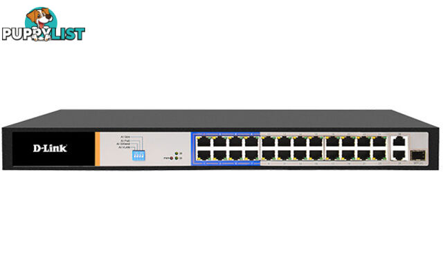 D-Link DES-F1026P-E 26 Port PoE Switch with 24 10/100Mbps Long Reach PoE+ Ports and 2 Gigabit Uplinks - D-Link - 790069264214 - DES-F1026P-E