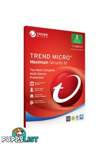 Trend Micro Maximum security 10 OEM 2 Device 2 User 1 Year TICEWWM9XSBJEO - Trend Micro - 9342003003826 - TICEWWM9XSBJEO