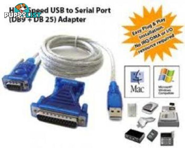 USB to Serial (RS232) AdapterUSB to 9pin M and 25pin M USB to RS232 - Generic - USB to RS232