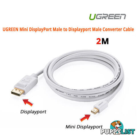 UGREEN ACBUGN10408A Mini DisplayPort Male to Displayport Male Converter Cable 10408 - Ugreen - 6957303814084 - ACBUGN10408A