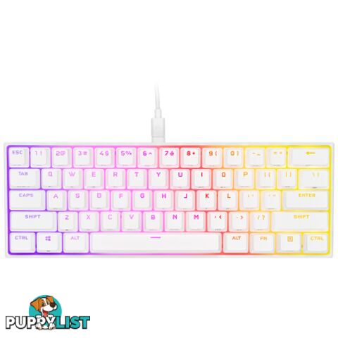 Corsair CH-9194114-NA K65 RGB MINI 60% Mechanical Gaming Keyboard CHERRY MX SPEED Keyswitches White - Corsair - 840006636946 - CH-9194114-NA