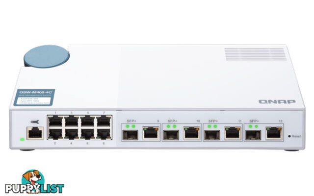 QNAP QSW-M408-4C 8 port 1Gbps, 4 port 10G SFP+/ NBASE-T Combo, web management switch - QNAP - 4713213516713 - QSW-M408-4C