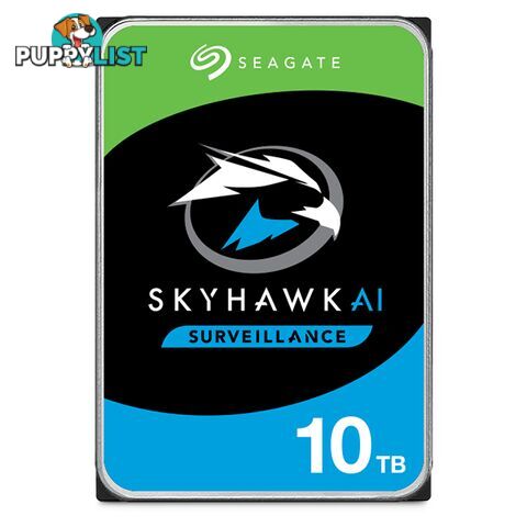 SEAGATE ST10000VE001 SKYHAWK SURVEILLANCE AI INTERNAL 3.5" SATA DRIVE, 10TB, 6GB/S, 7200RPM, 3YR WTY - Seagate - 763649124093 - ST10000VE001