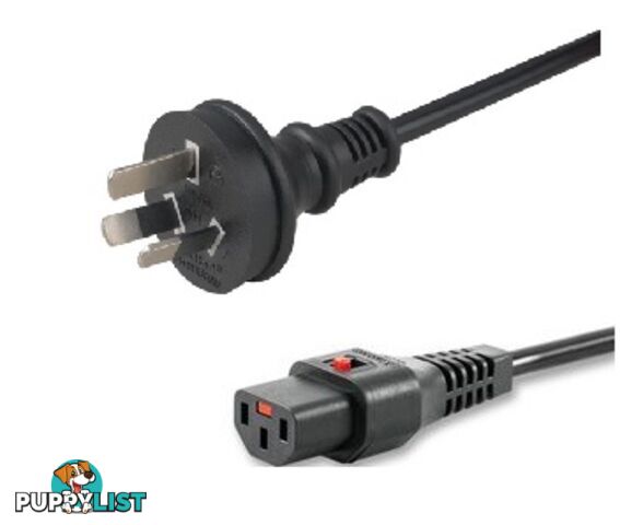 Alogic IECL-BK133P-01 IEC LOCK 1m IEC C13 to Aus 3 Pin Plug Power Cord - Male to Female - Alogic - 9350784000637 - IECL-BK133P-01