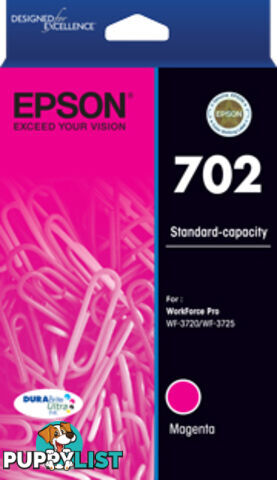 Epson T344392 702 Std Magenta Ink DURABrite - WF-3720 WF-3725 - Epson - 9314020623936 - T344392