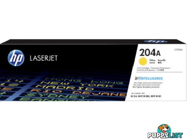 HP CF512A 204A Yellow Laserjet Toner 900 PAGES FOR M154A M154NW M180N M181FW - HP - 190781106944 - CF512A