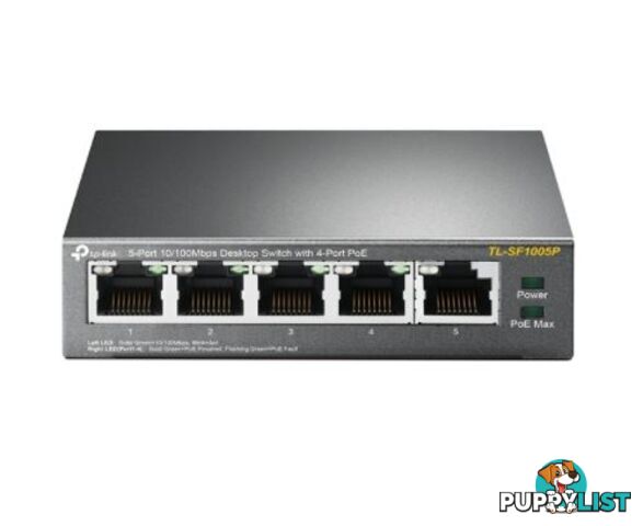 TP-Link TL-SF1005P 5-Port 10/100Mbps Desktop Switch with 4-Port PoE - TP-Link - 6935364083199 - TL-SF1005P