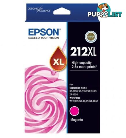 Epson T02X392 212XL Std Magenta Ink - XP-4100, XP-3105, XP-3100, XP-2100, WF-2850, WF-2830, WF-2810 - Epson - 9314020631467 - T02X392