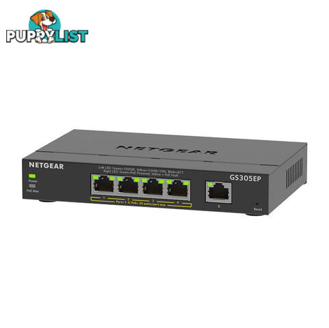 Netgear GS305EP-100AUS SOHO 5-port PoE+ Gigabit Smart Managed Plus Switch - Netgear - 606449153132 - GS305EP-100AUS