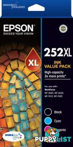 Epson 252XL VP High Capacity DURABrite Ultra 4 Ink Value PacKC13T253692 - Epson - 9314020615184 - C13T253692